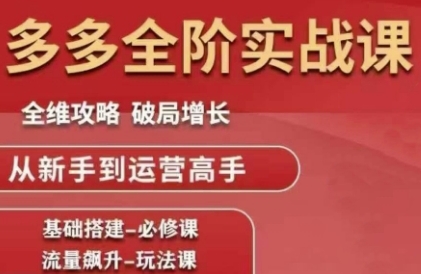 拼多多全阶实战课程，全维攻略，破局增长，从新手到运营高手-星球源码网