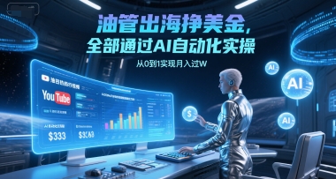 油管出海挣美金，全部通过AI自动化实操，从0到1实现月入过W-小飞项目网