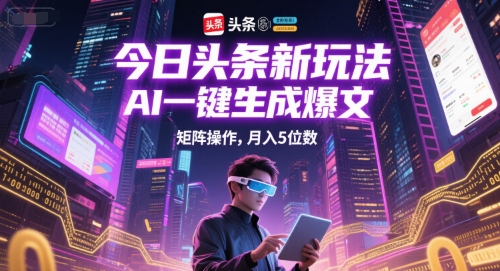 今日头条新玩法，AI一键生成爆文，矩阵操作，月入5位数-星舰联盟