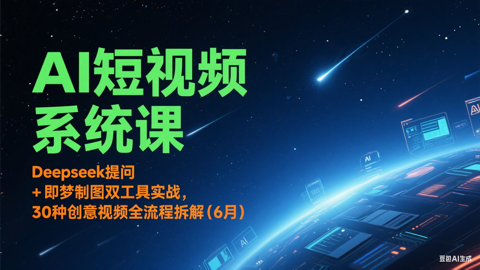 AI短视频系统课：Deepseek提问 + 即梦制图双工具实战，30种创意视频全流程拆解(6月)-星球源码网