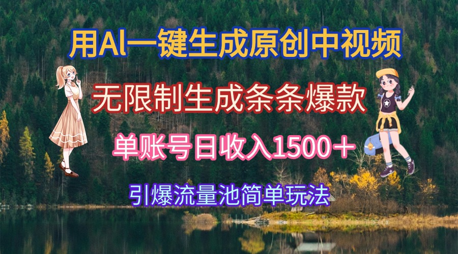 用Al一键生成原创中视频，无限制生成条条爆款，单账号日收入1500＋引爆…-星舰联盟