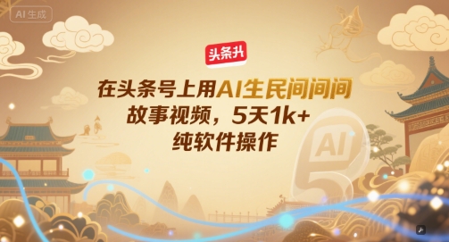 在头条号上用AI生民间故事视频，5天1k+，纯软件操作-星舰联盟