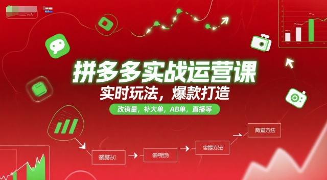 拼多多实战运营课，实时玩法，爆款打造，改销量，补大单，AB单，直播等（更新2025月）-轻创终点站