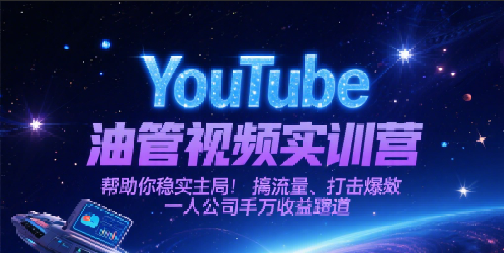 YouTube油管视频实训营，帮助你稳入局、搞流量、打爆款，一人公司千万收益赛道-星舰联盟