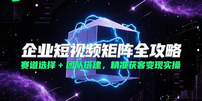 企业短视频矩阵全攻略，赛道选择+团队搭建，精准获客变现实操-星舰联盟