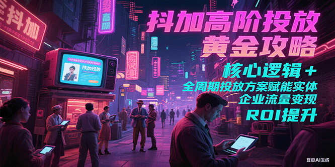 抖加高阶投放黄金攻略：核心逻辑全周期投放方案赋能实体企业流量变现 ROI 提升-星球源码网