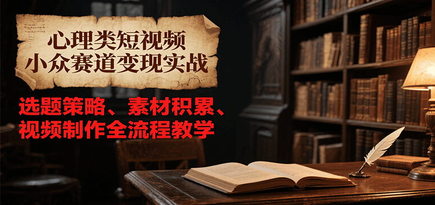 心理类短视频小众赛道变现实战，选题策略、素材积累、视频制作全流程教学-网创星球