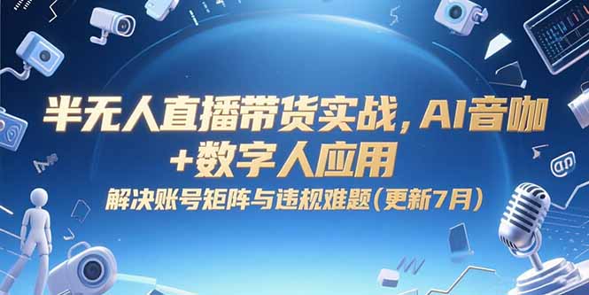 半无人直播带货实战，AI音咖+数字人应用 解决账号矩阵与违规难题(更新7月)-星舰联盟