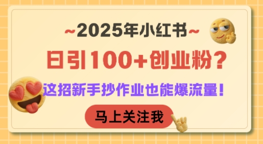 2025年小红书日引100+创业粉？这招新手抄作业也能爆流量！-网创星球