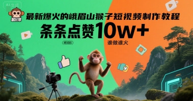 最新爆火的峨眉山猴子短视频制作教程，条条点赞10w+，谁做谁火【教程+提示词】-星舰联盟