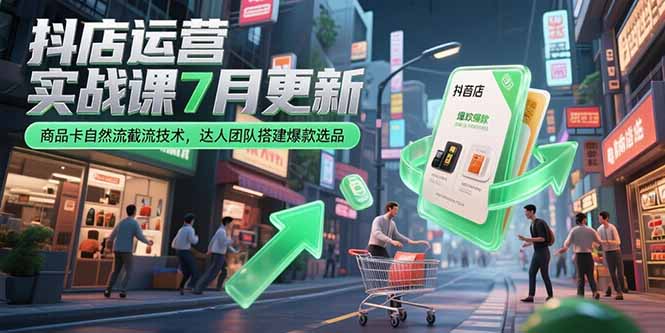 抖店运营实战课7月更新，商品卡自然流截流技术，达人团队搭建爆款选品-星舰联盟