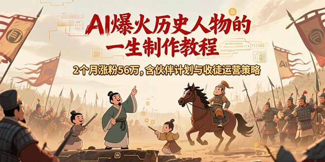 AI历史人物赛道课程，2个月涨粉56万，含伙伴计划与收徒运营策略-青年云网创—高质量项目商城