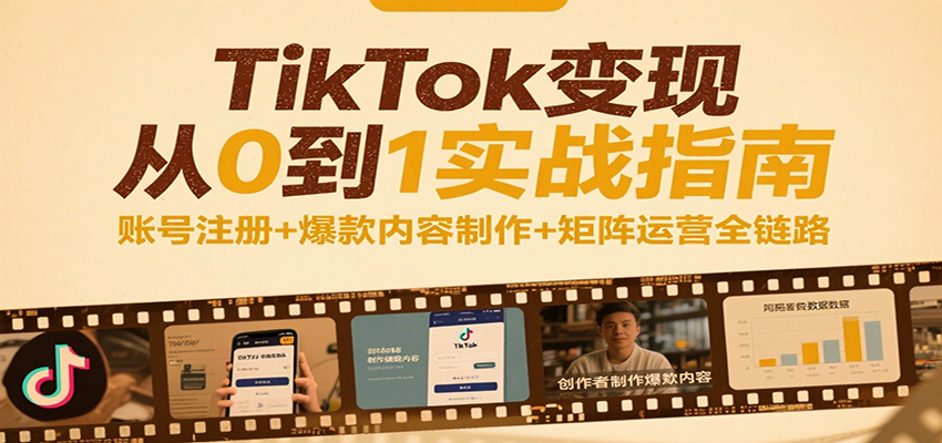 TikTok变现从0到1实战指南：账号注册+爆款内容制作+矩阵运营全链路-星舰联盟