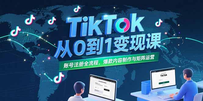 TikTok从0到1变现课，账号注册全流程，爆款内容制作与矩阵运营-星舰联盟