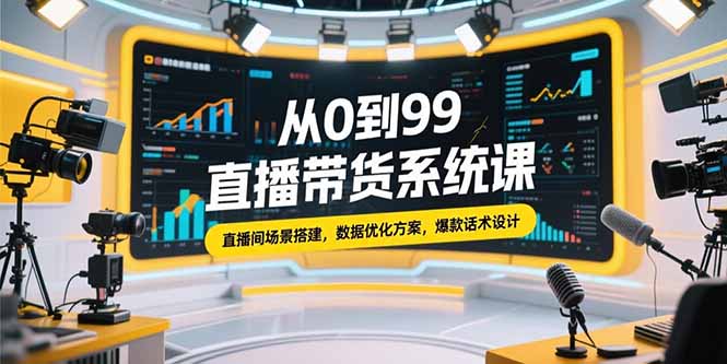 从0到99直播带货系统课，直播间场景搭建，数据优化方案，爆款话术设计-星舰联盟