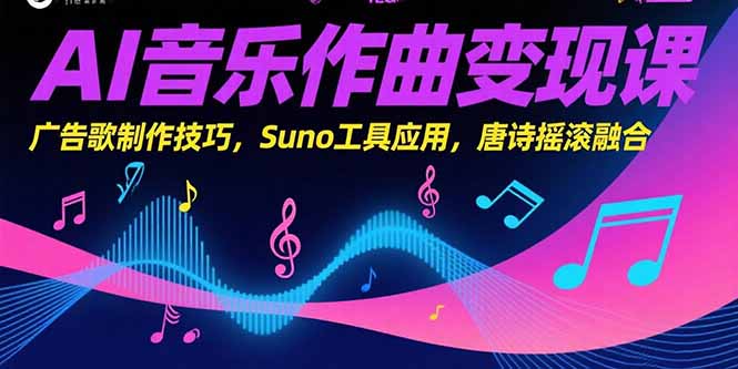 AI音乐作曲变现课，广告歌制作技巧，Suno工具应用，唐诗摇滚融合-星舰联盟