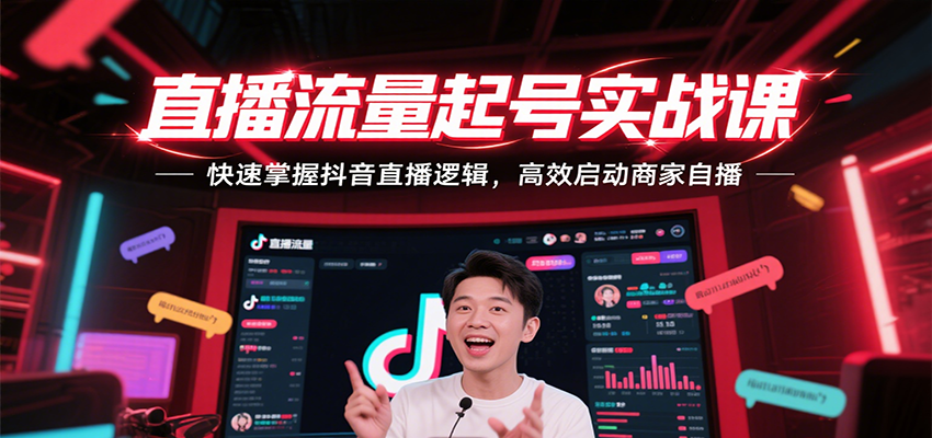 直播流量起号实战课，快速掌握抖音直播逻辑，高效启动商家自播-青年云网创—高质量项目商城