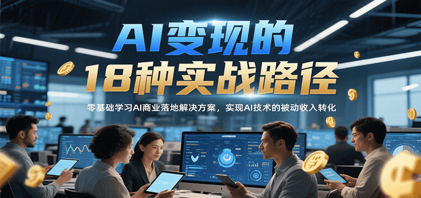 AI变现的18种实战路径，零基础学习AI商业落地解决方案，实现AI技术的被动收入转化-小飞项目网