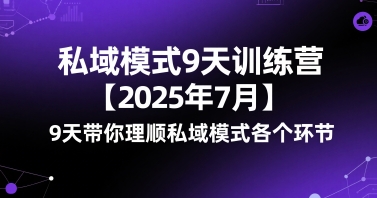 私域模式9天训练营【2025年7月】​9天带你理顺私域模式各个环节-小飞项目网