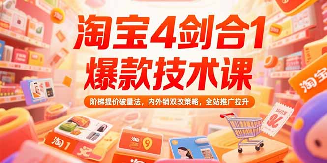 淘宝4剑合1爆款技术课73期：阶梯提价破量法，内外销双改策略 全站推广拉升-青年云网创—高质量项目商城