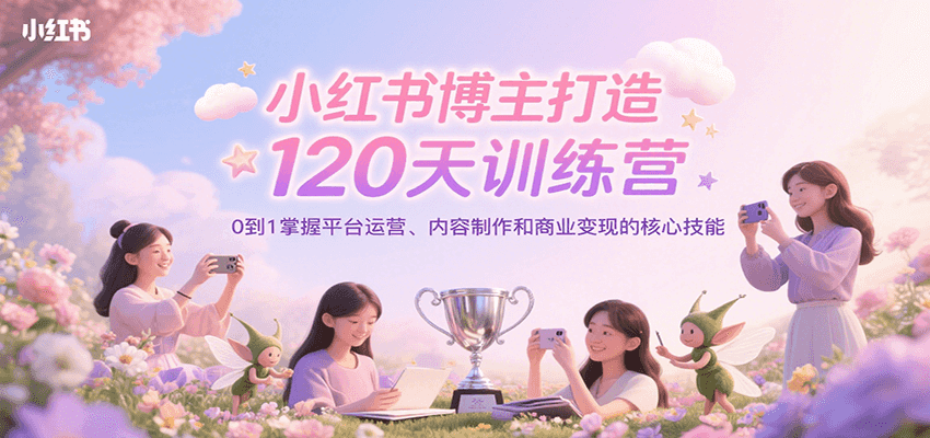 小红书博主打造120天训练营，0到1掌握平台运营、内容制作和商业变现-网创星球