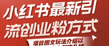小红书最新引流创业粉方式，项目图文玩法介绍以及如何安全倒流私域-网创星球