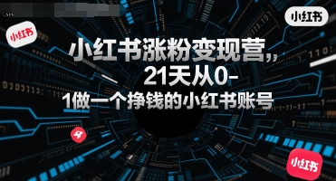 小红书涨粉变现营，21天从0-1做一个挣钱的小红书账号-轻创终点站