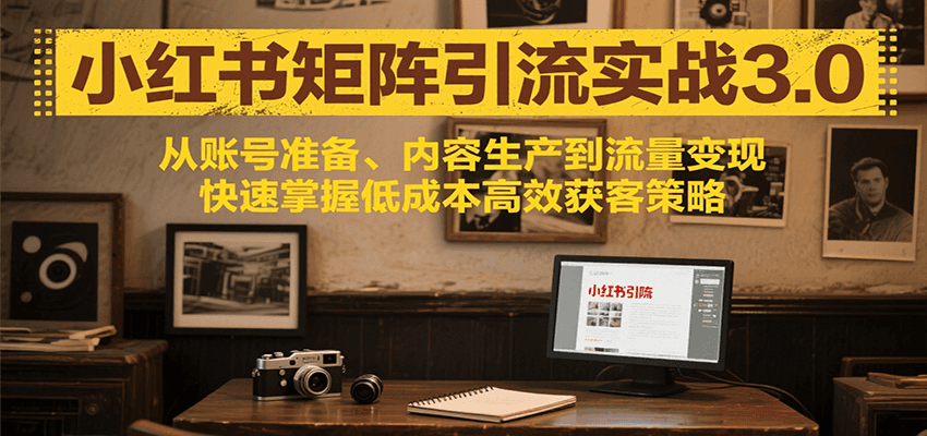 小红书矩阵引流3.0，从账号准备、内容生产到流量变现，快速掌握低成本高效获客策略-青年云网创—高质量项目商城