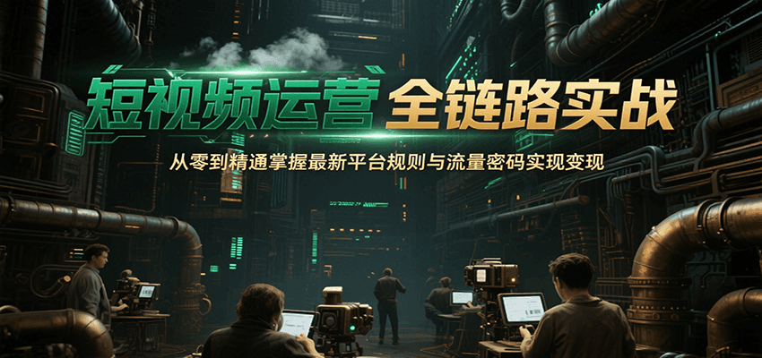 短视频运营全链路实战，从零到精通掌握最新平台规则与流量密码实现变现-青年云网创—高质量项目商城