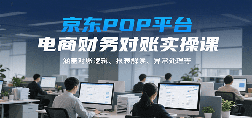 京东POP平台电商财务对账实操课，涵盖对账逻辑、报表解读、异常处理等-轻创终点站