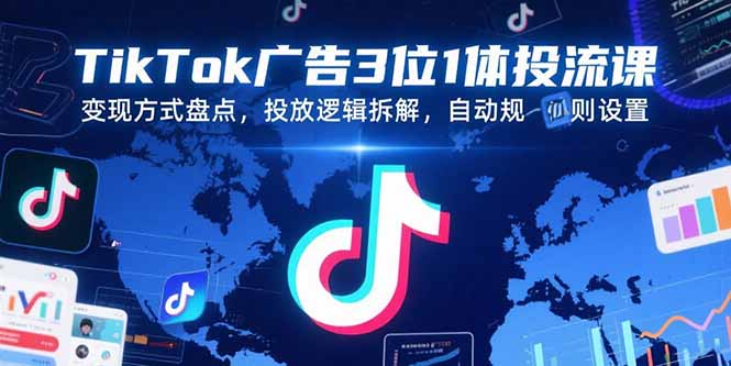 TikTok广告3位1体投流课，变现方式盘点，投放逻辑拆解，自动规则设置-网创星球