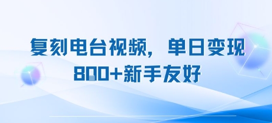 复刻电台视频，单日变现8张+新手友好，长期可做-小熊猫站长