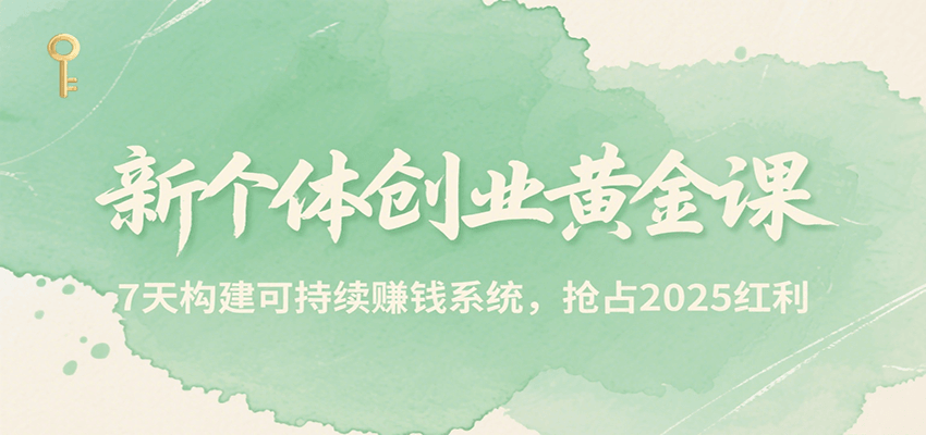 新个体创业黄金课，7天构建可持续赚钱系统，抢占2025红利-飞叔云网创