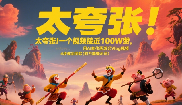 太夸张！一个视频接近100W赞，用AI制作西游记Vlog视频，全流程拆解来了(附万能提示词)-飞叔云网创