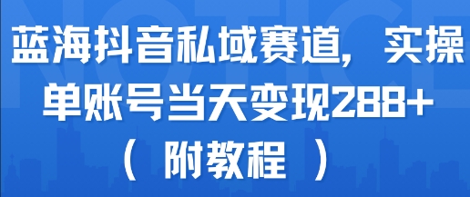 蓝海抖音私域赛道，实操单账号当天变现288+(附教程)-轻创终点站