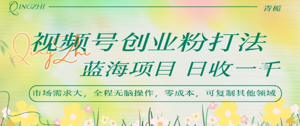 视频号创业粉打法，日入1k，蓝海项目，市场需求大，全程无脑操作，可复制-轻创终点站
