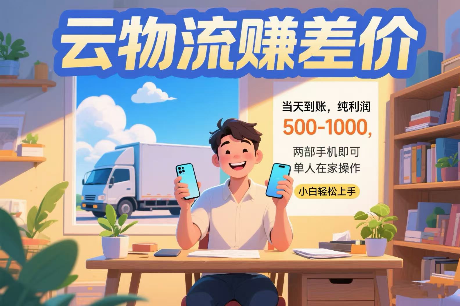 云物流赚差价 当天到账纯利润500-1000 两部手机即可 可单人在家操作 小…-飞叔云网创