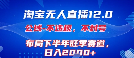 淘宝无人直播12.0，不封号，不违规，布局下半年旺季赛道，日入1k+(独家技术)-轻创终点站