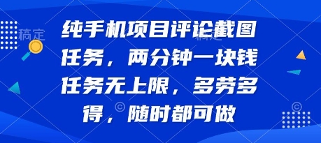 纯手机项目评论截图任务，两分钟一块钱 任务无上限多劳多得，随时随地都能做-网创星球