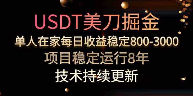 USDT美刀掘金，单人每日收益800-3000，稳定运行8年-小熊猫站长