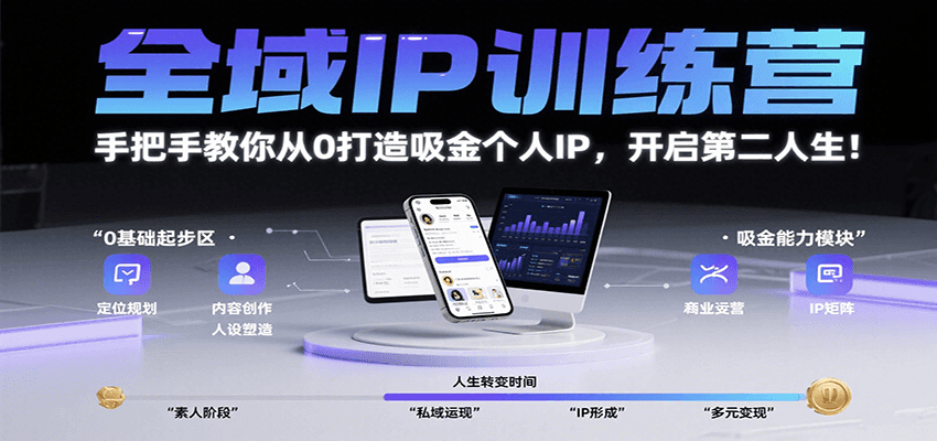 全域IP训练营，手把手教你从0打造吸金个人IP，开启第二人生！-青年云网创—高质量项目商城