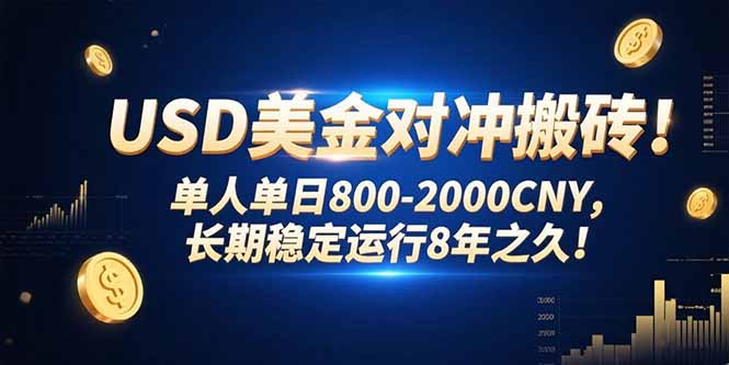 USD美金对冲搬砖!单人单日800-2000CNY，长期稳定运行8年之久!-青年云网创—高质量项目商城
