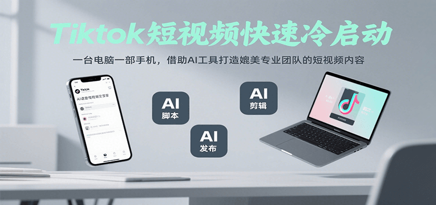 Tiktok短视频快速冷启动，一台电脑一部手机，借助AI工具打造媲美专业团队的短视频内容-轻创终点站