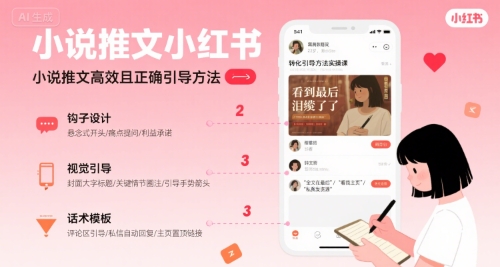 小说推文小红书高转化引导方法实操课，小说推文高效且正确引导方法-轻创终点站