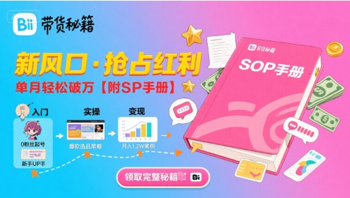 B站哔哩哔哩带货秘籍，新风口，抢占红利，单月轻松破万【附SOP手册】-轻创终点站