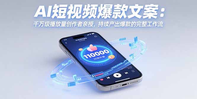 AI短视频爆款文案：千万级播放量创作者亲授，持续产出爆款的完整工作流-轻创终点站