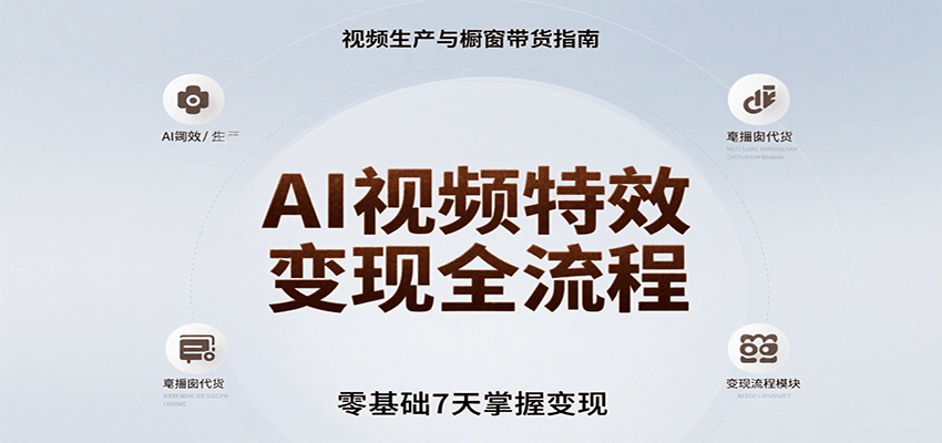 AI视频特效变现全流程，零基础7天掌握视频生产到橱窗带货变现-青年云网创—高质量项目商城