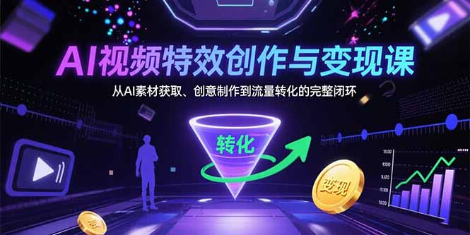 AI视频特效创作与变现课：从AI素材获取、创意制作到流量转化的完整闭环-青年云网创—高质量项目商城