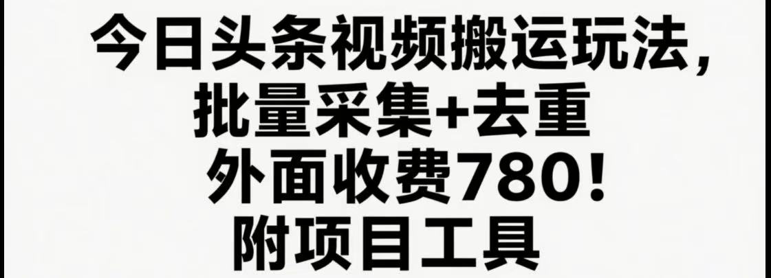 今日头条视频搬运玩法，软件一键去重，轻松日入500+附项目工具-華夏云创