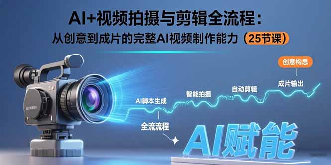 AI+视频拍摄与剪辑全流程：从创意到成片的完整AI视频制作能力（25节课）-轻创终点站